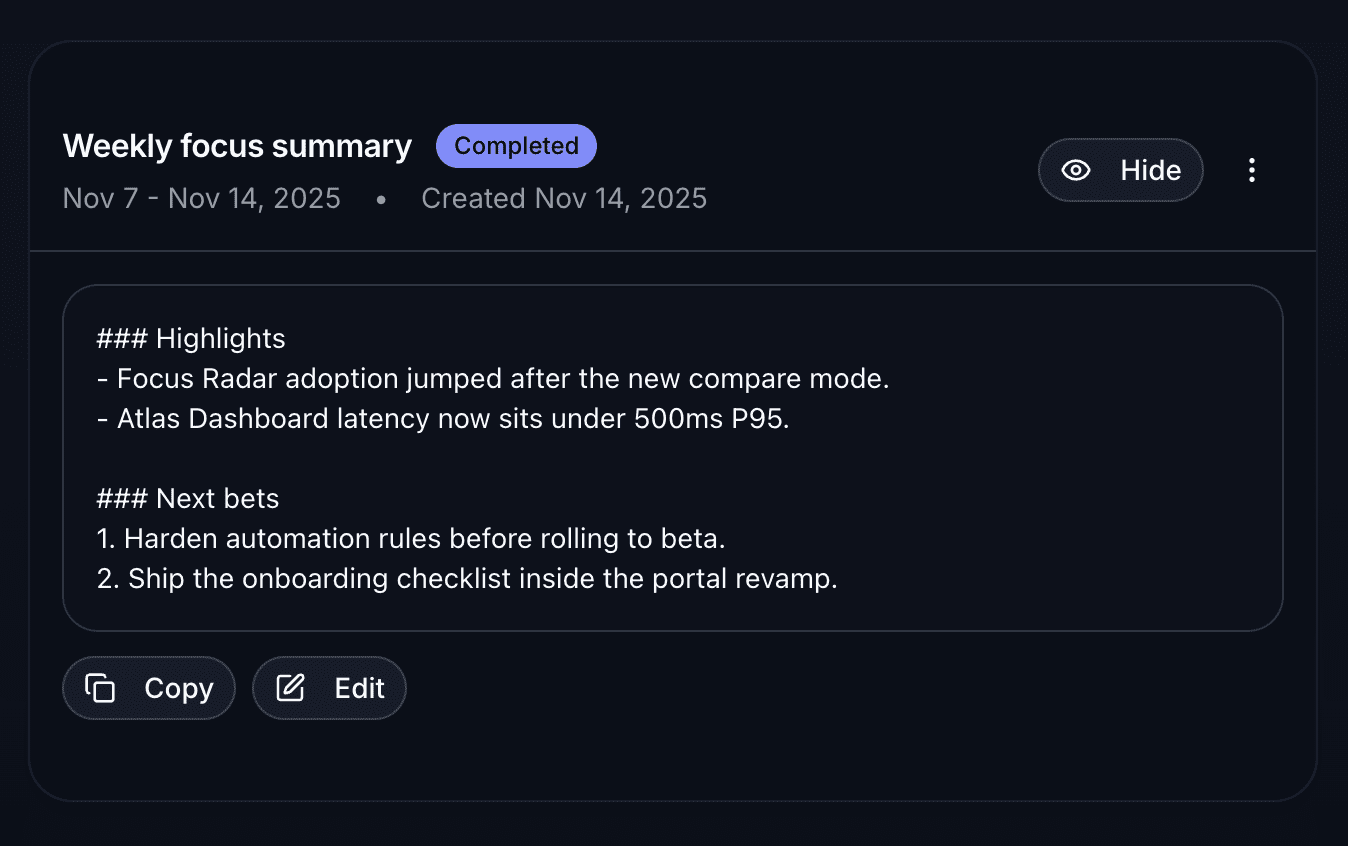 AI-generated weekly summary