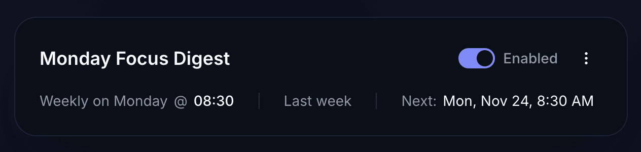 Scheduled digest configuration